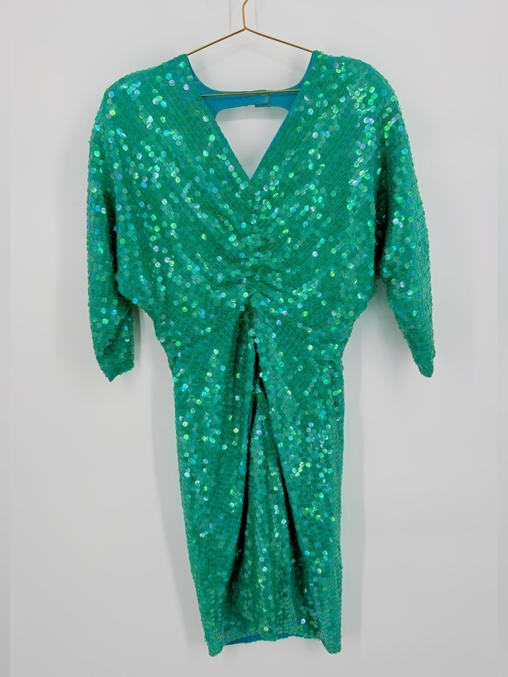 Morgan Taylor Silk Studio Green Sequin Silk Cocktail Dress Size 10 Vintage